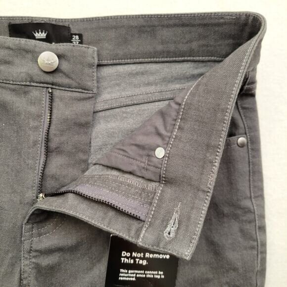Under 5'10 Jeans NEW Men's 28X27 Dyed Charcoal Stretch Denim Slim Leg Mid Rise - Picture 5 of 10